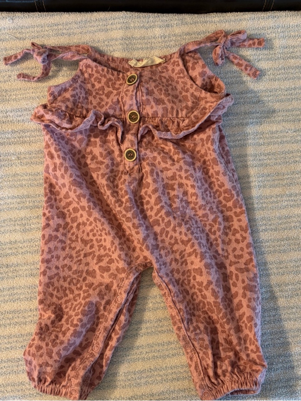 Jessica Simpson Mauve Leopard-Print Tie-Shoulder Romper